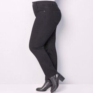 Avenue Denim Straight Leg Black High Rise Butter Stretch Jeans 14A NEW